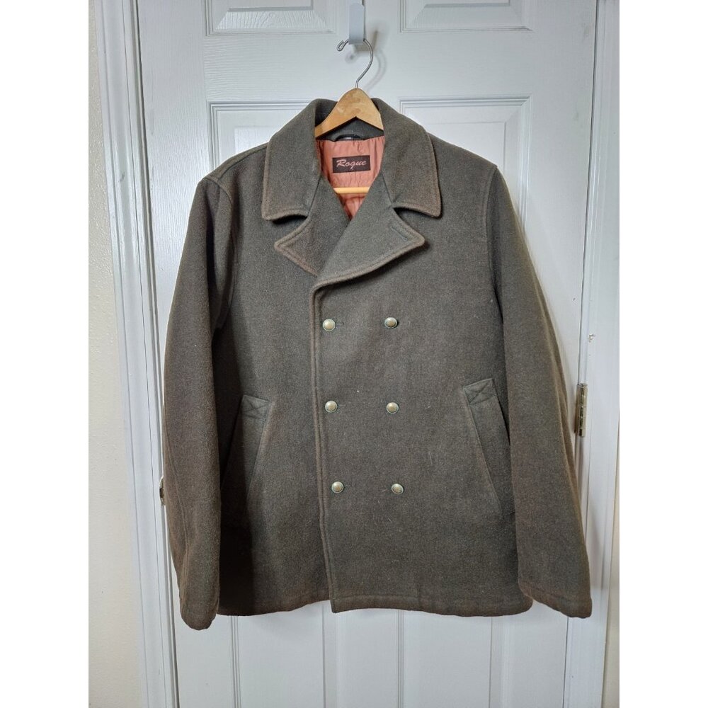 Vintage ROGUE 80s Mens Wool Blend Jacket Size XL Dark Olive